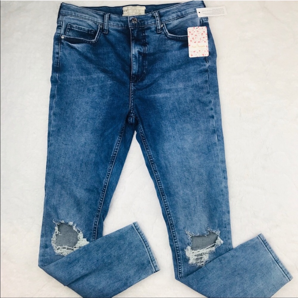 🆕 Free People high rise busted knee skinny jeans - Picture 5 of 7